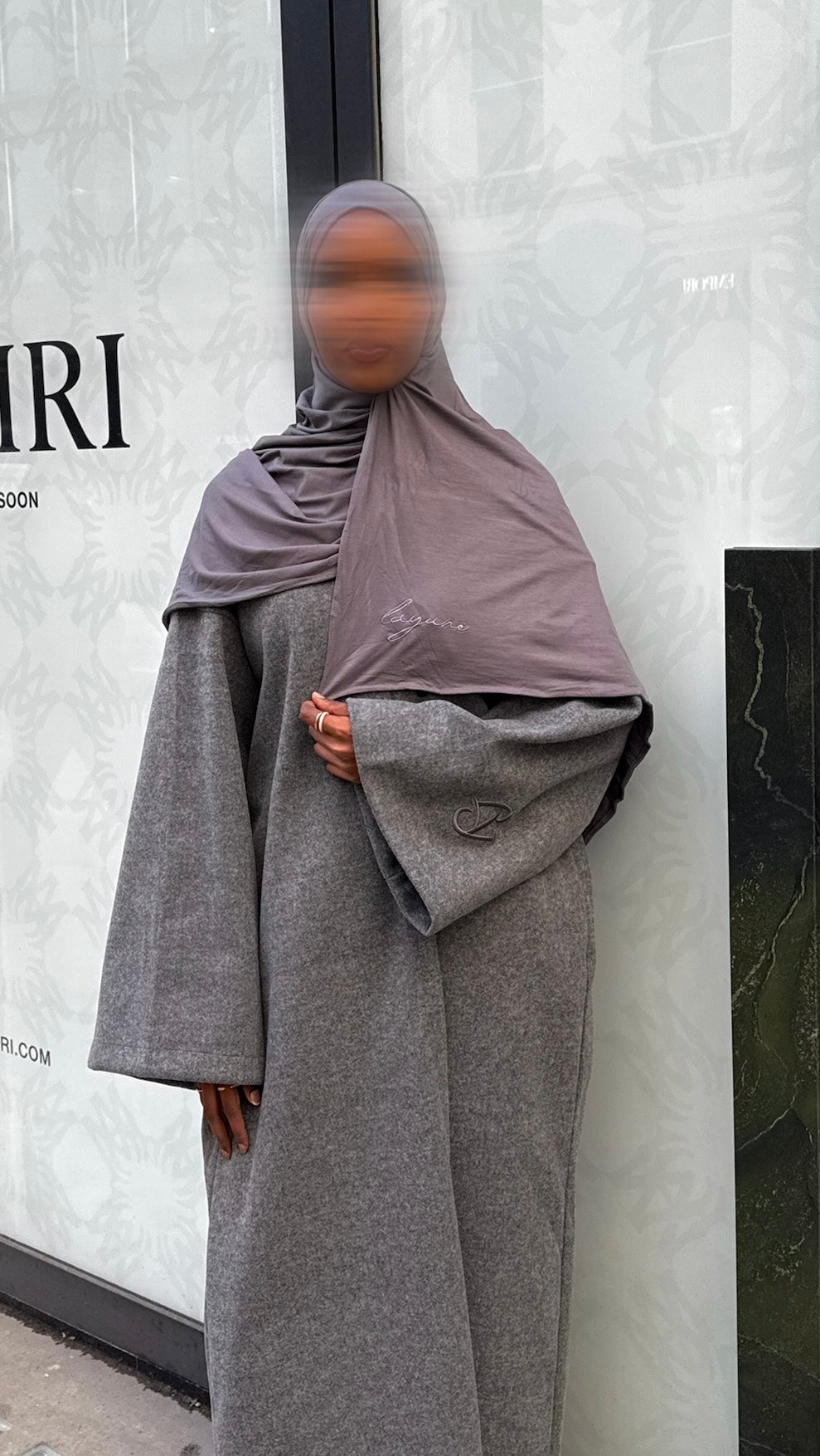 Grey Open Abaya