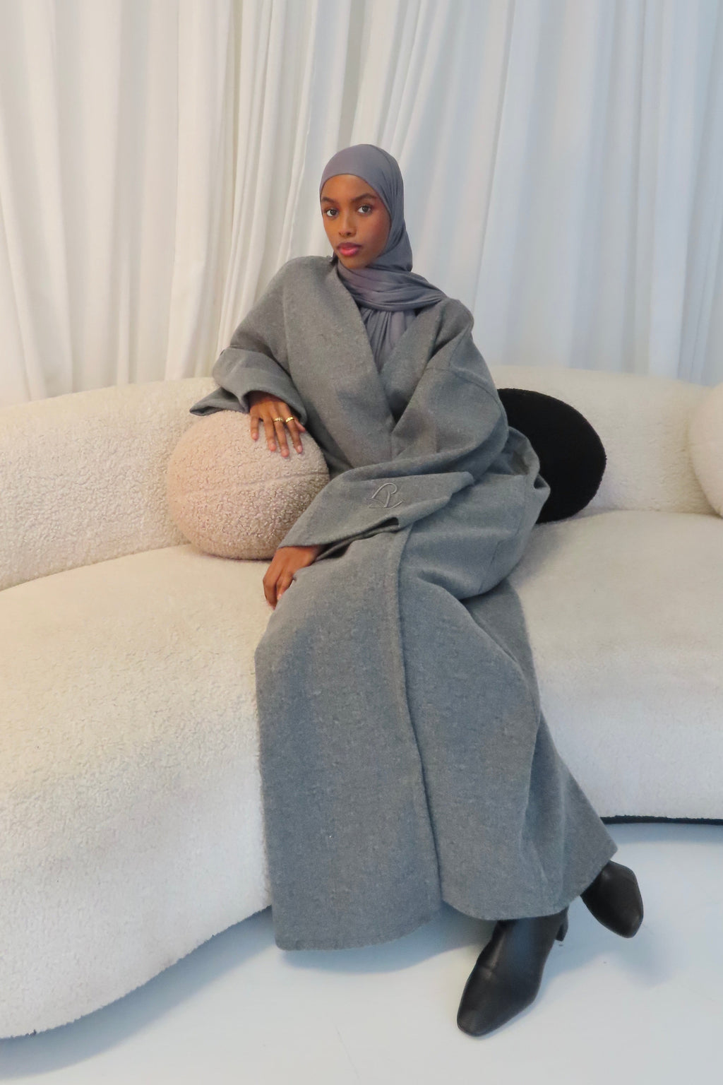 Grey Open Abaya