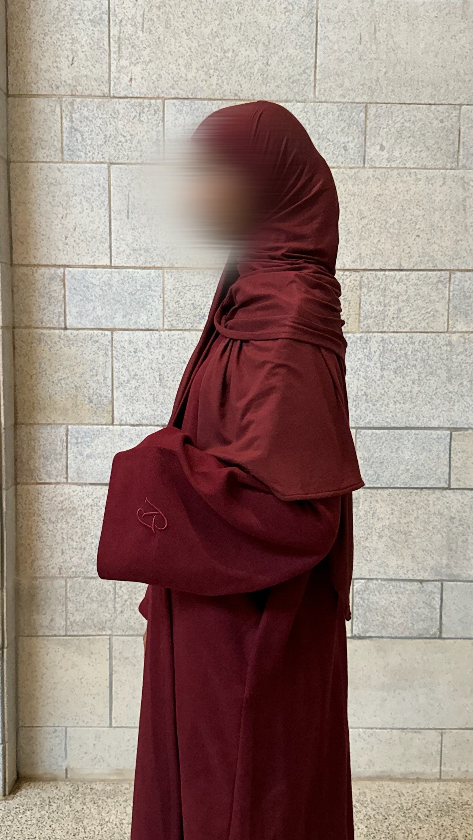 Burgundy Open Abaya and Premium Jersey Hijab