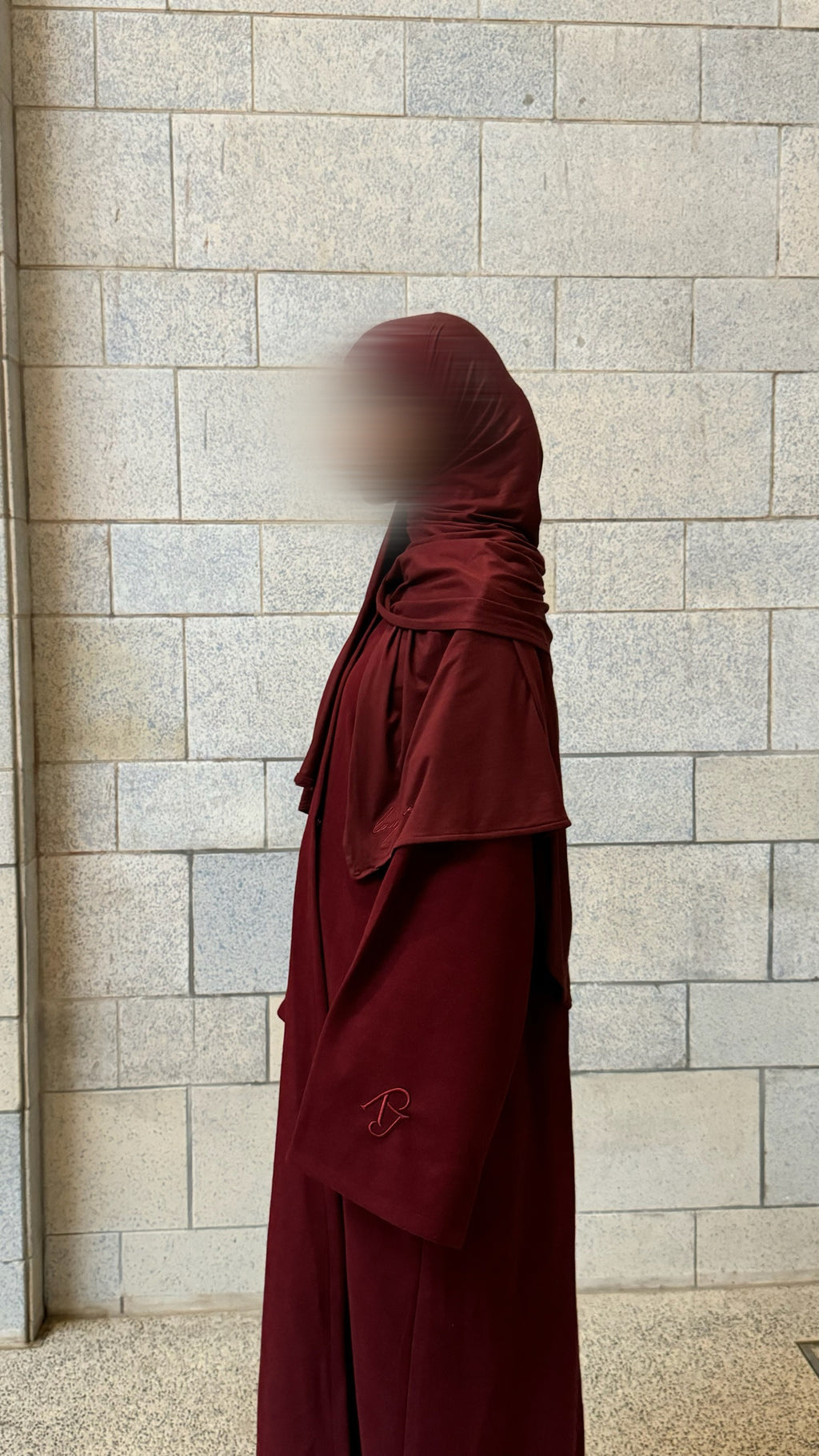 Burgundy Open Abaya and Premium Jersey Hijab